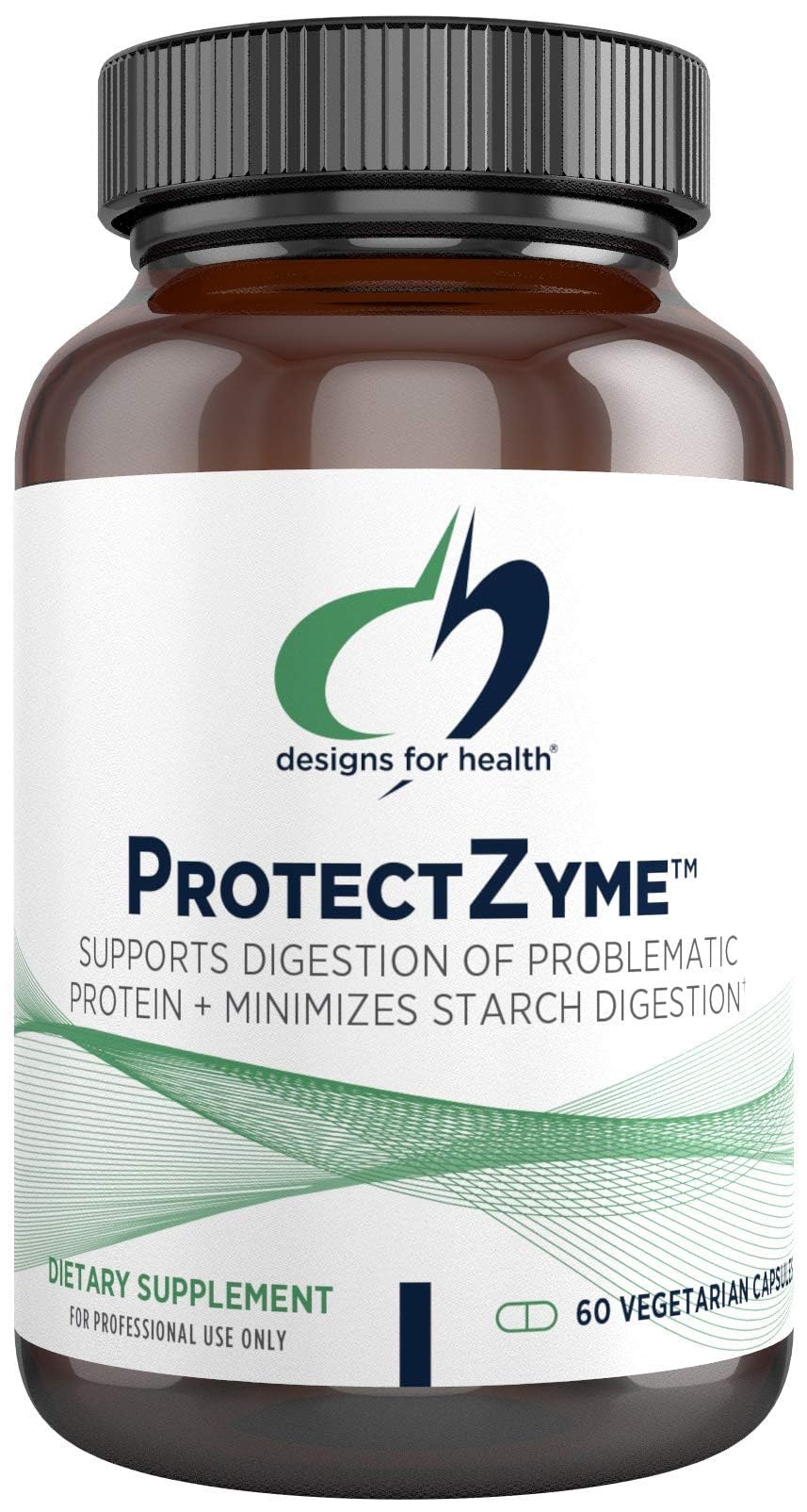 Designs for Health Carb-Lipo Control (ProtectZyme) - Digestive Enzyme to Help Minimize Fat + Starch Absorption and The Digestion of Gluten, Casein - Supports Healthy Body Composition (60 Capsules)