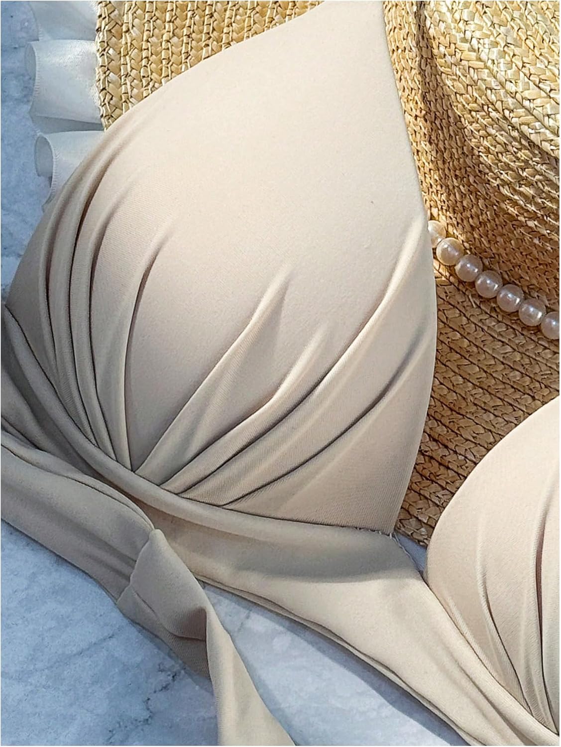 MakeMeChic Women's Halter Bikini Top Tie Back Push Up Backless Triangle Swimsuit Top Beachwear - Image 3