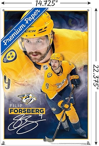 Miniatura 3 de Trends International NHL Nashville Predators - Póster de pared de Filip Forsberg 23, 14.72 x 22.37 pulgadas, paquete de póster premium y alfiler