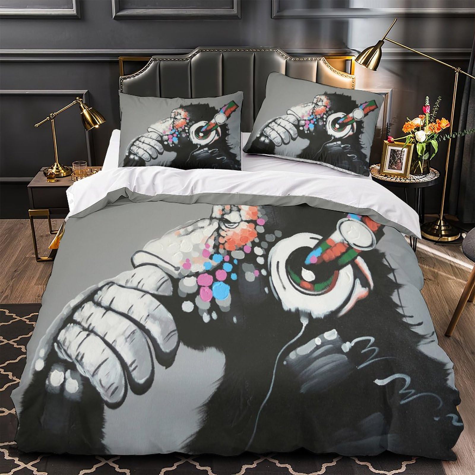 Housse de couette 3D singe en microfibre ultra douce et résistante