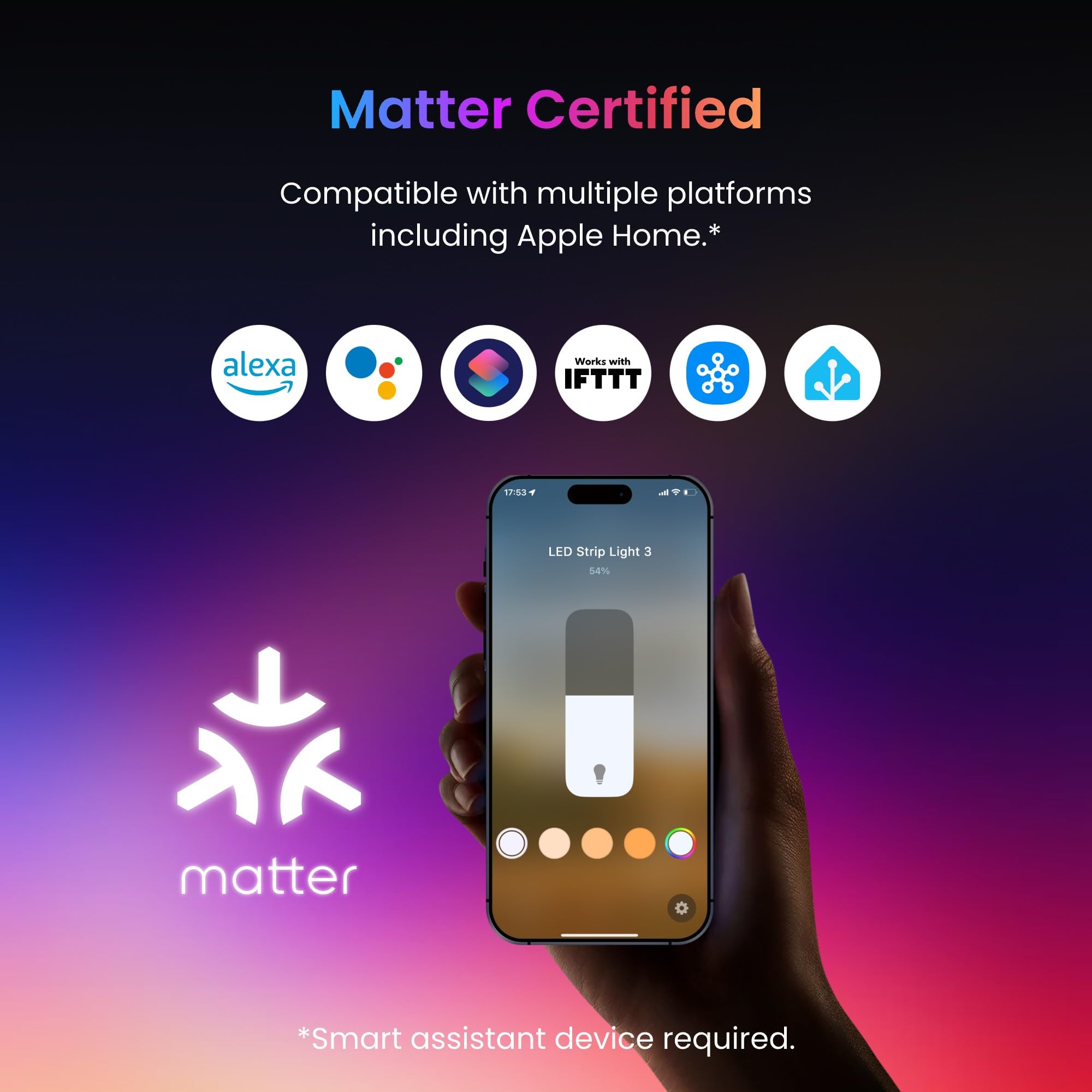 SwitchBot 16.4ft RGB LED Strip Lights for Bedroom, 12V Smart Light Strip with Matter, Works with Apple Home, Alexa, Google Home, Music Sync, Color Changing for Room, Cabinet, Party, Decor