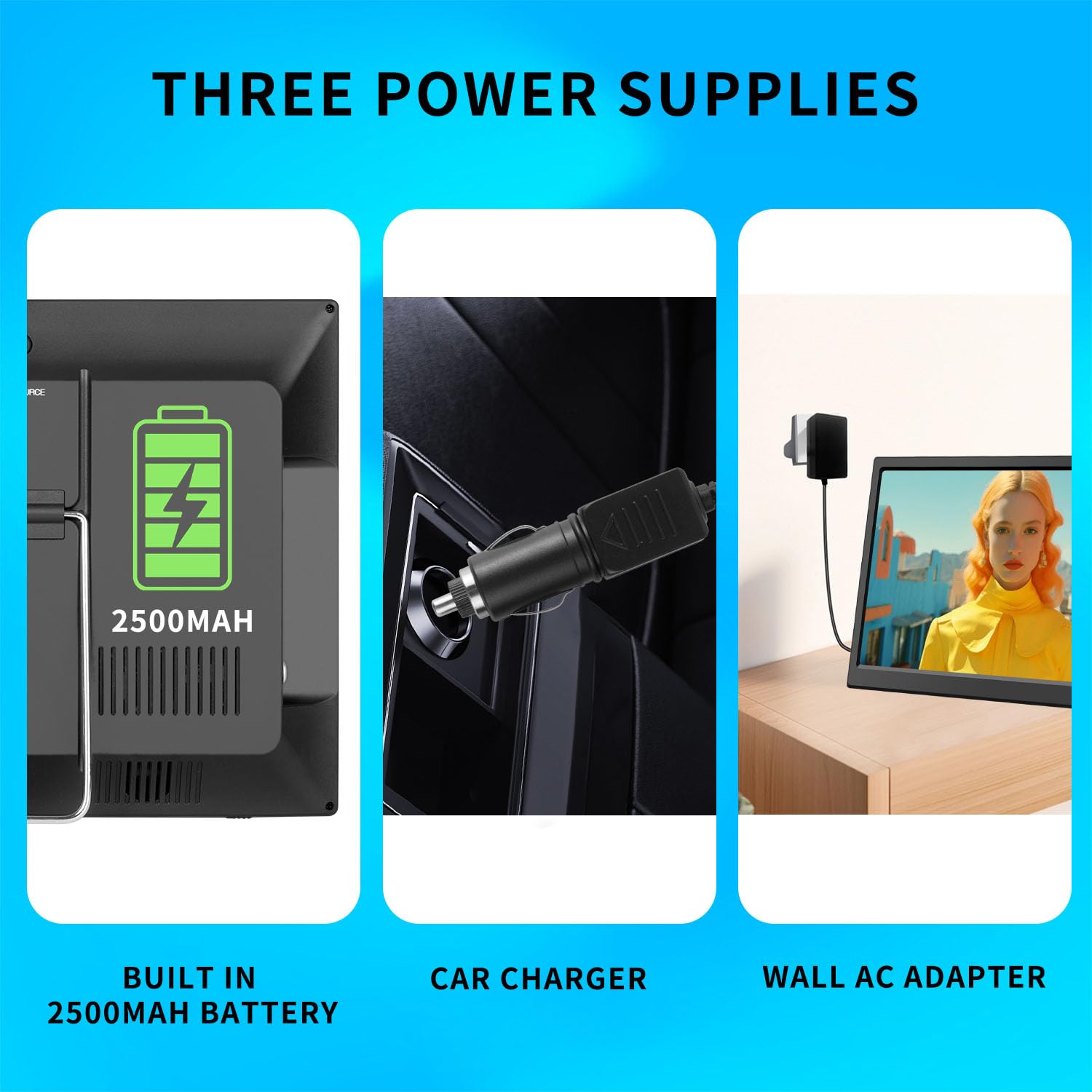 KCR 15,6-Zoll Digital TV, DVB-T2 Tuner, mit Netzkabel und 12 Volt Ladekabel, AV Eingang, HDMI Eingang, USB Slot, Fernbedienung, Tv Freeview