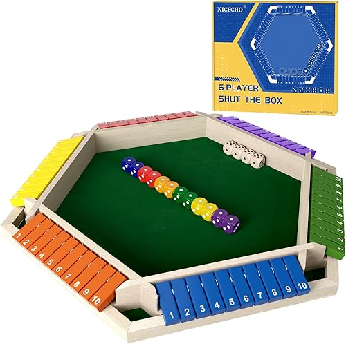Juego de dados de 1 a 6 jugadores, juego de matemáticas de mesa de madera con 16 dados, versión clásica de mesa para niños adultos, familia, aula,