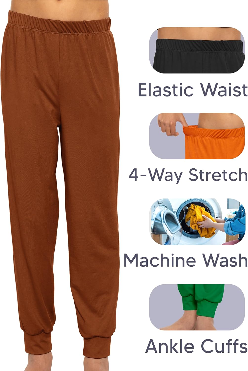 STRETCH IS COMFORT Youth Boys Cuffed Lounge Pants | Soft Knit Joggers | Pull-On Soft Bottoms | Relaxed Everyday Fit | 4–16