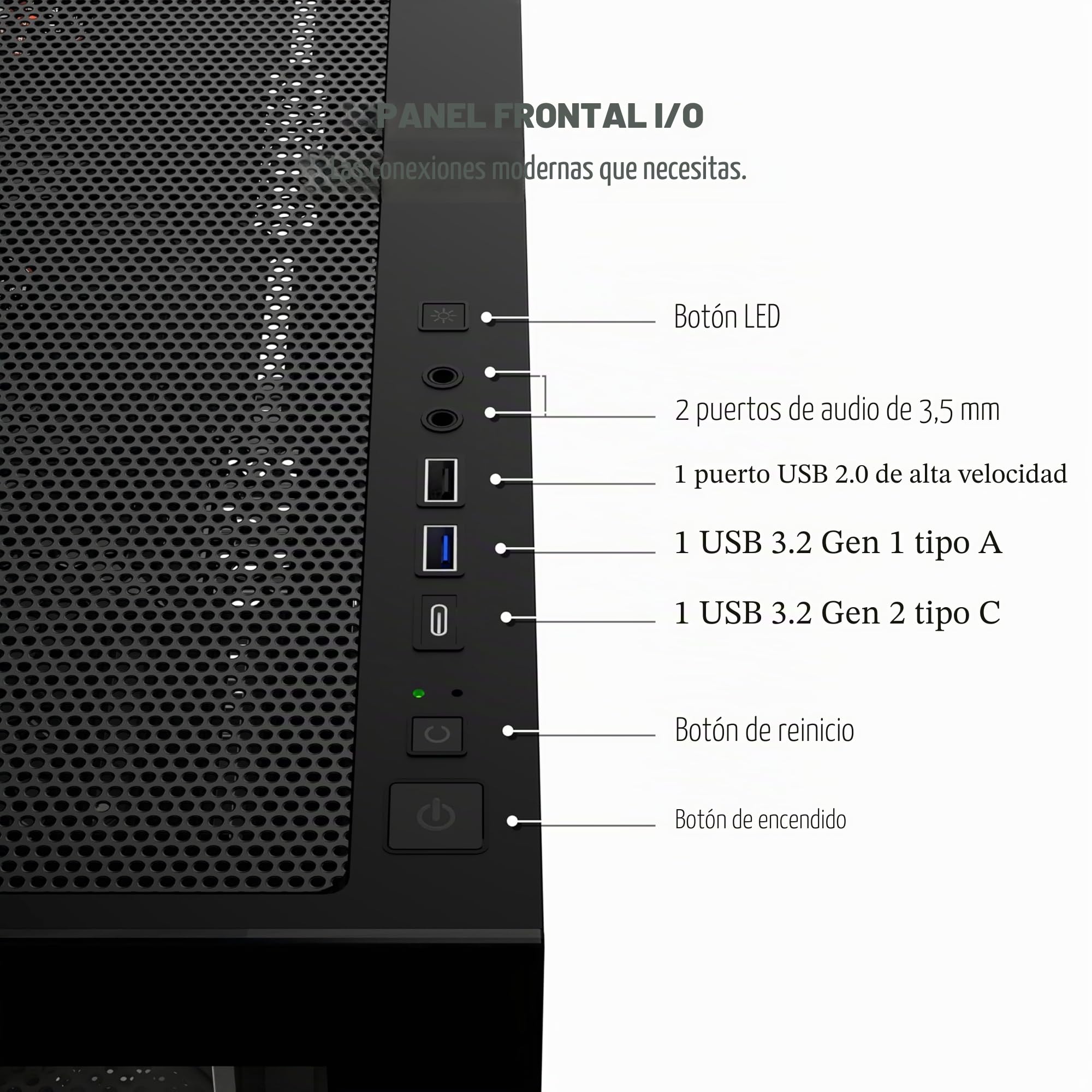 KEDIERS carcasa de ordenador preinstalada 4 × 120 mm, ventilador negro, ATX Mid Tower PC, vista panorámica, panel frontal de cristal templado, negro