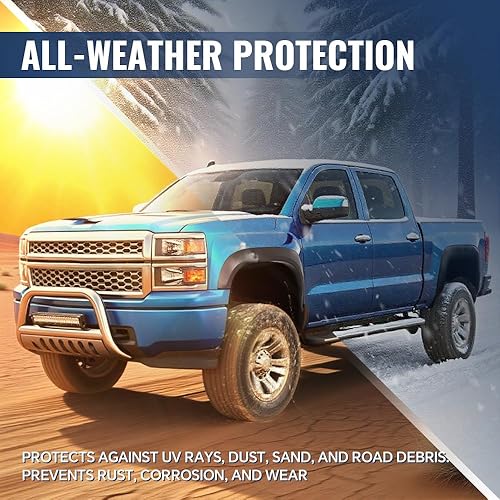 Miniatura 9 de Guardabarros compatibles con Chevy Silverado 2007-2013 1500 / 2500HD / 3500HD 78.0"/ 97.6" cama larga 4 piezas negro texturizado