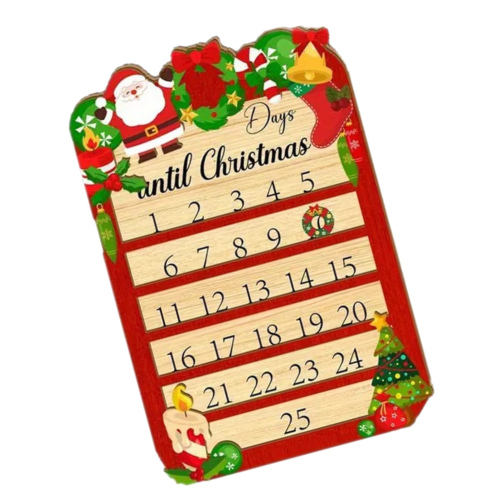 Kalttoy Permanent Wooden Calendar 24 Day Surprise Recyclable Holiday Decoration for Family Celebratory Fun Holiday Countdown Calendar