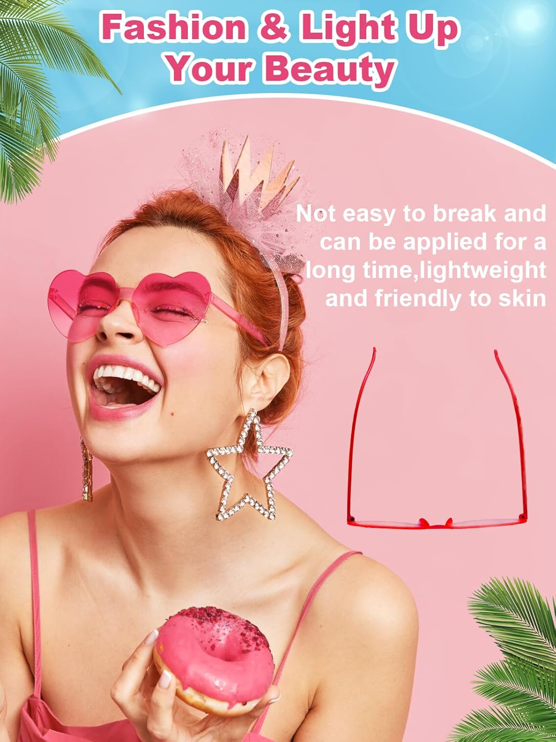 12 Pairs Heart Shaped Sunglasses for Women Colorful Glasses Fun Trendy Transparent Heart Sunglasses Party Favor - Image 5