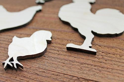 Miniatura 3 de Set of 4 Rooster 1/8" thick Hen Chicks Chickens Unfinished Wood Laser Cut Out Crafts Farmhouse Sign DIY Ready to Paint or Stain