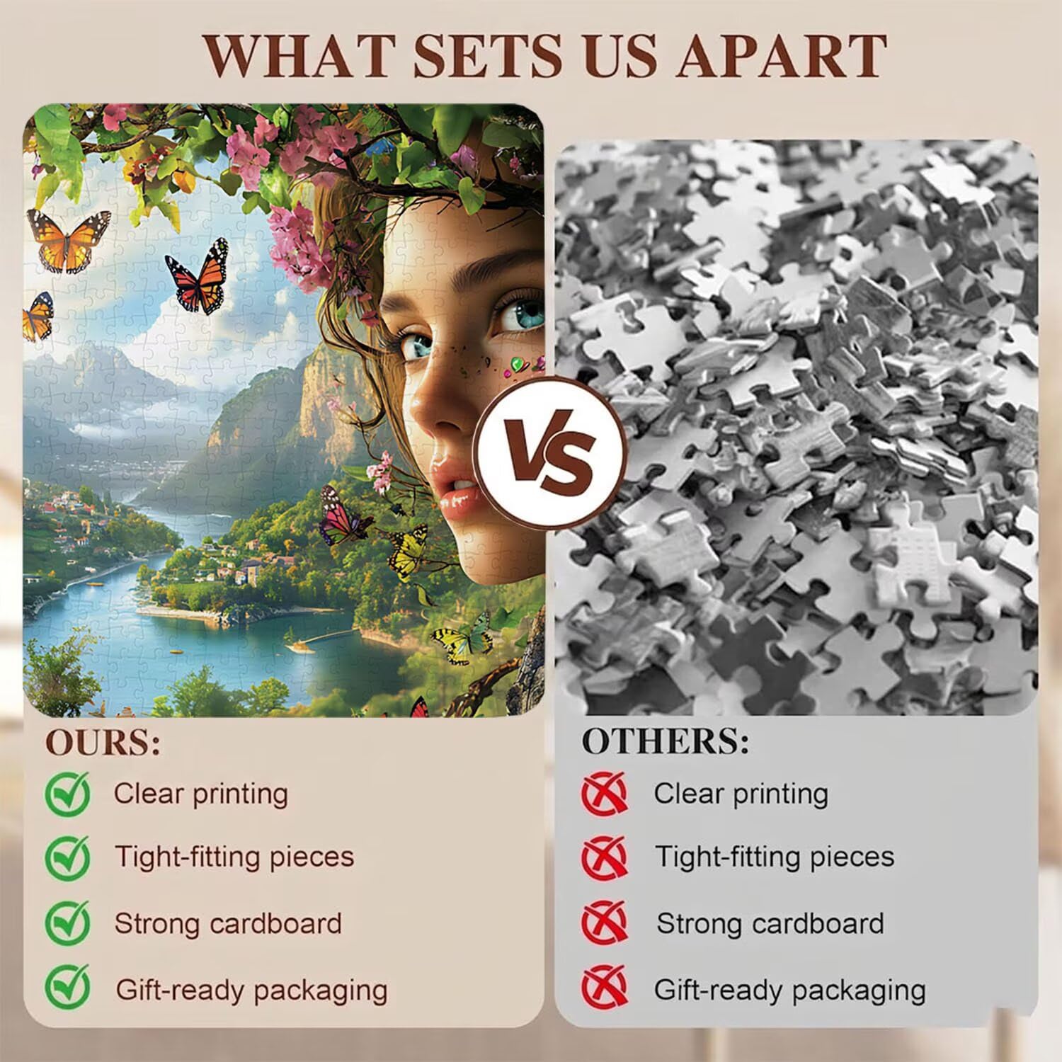 donna Farfalla Puzzle 4000 Pezzi per Adulti, Puzzle in Legno - Collezione Classica con Poster Incluso -Sfida di Concentrazione e Passatempo Antistress, Gioco Educativo per Famiglia, 141 x 87 cm f0-817