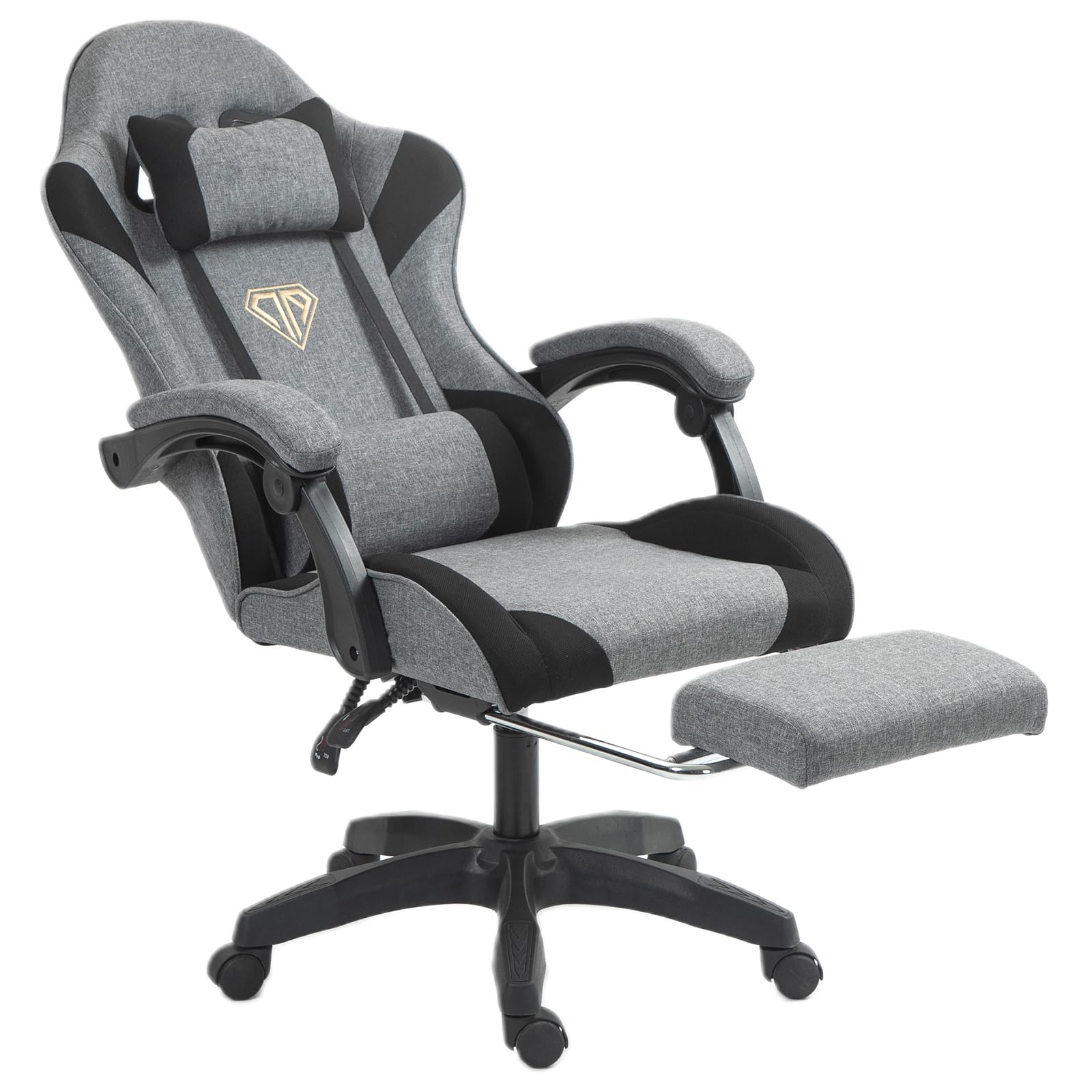 Wemart Gaming Chair, Fabric Computer Chair with Footrest and Lumbar Support, Height Adjustable Game Chair with 360° Swivel Seat and Headrest and for Office or Gaming GunnyWemart Gaming Chair, Fabric Computer Chair with Foot…