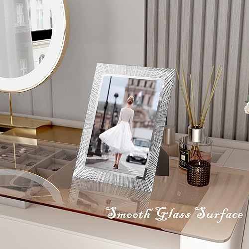 Miniatura 4 de Portarretratos de cristal de 8 x 10 pulgadas, 2 unidades, marco de fotos con purpurina brillante de 8 x 10 pulgadas, espejo de cristal, regalo de