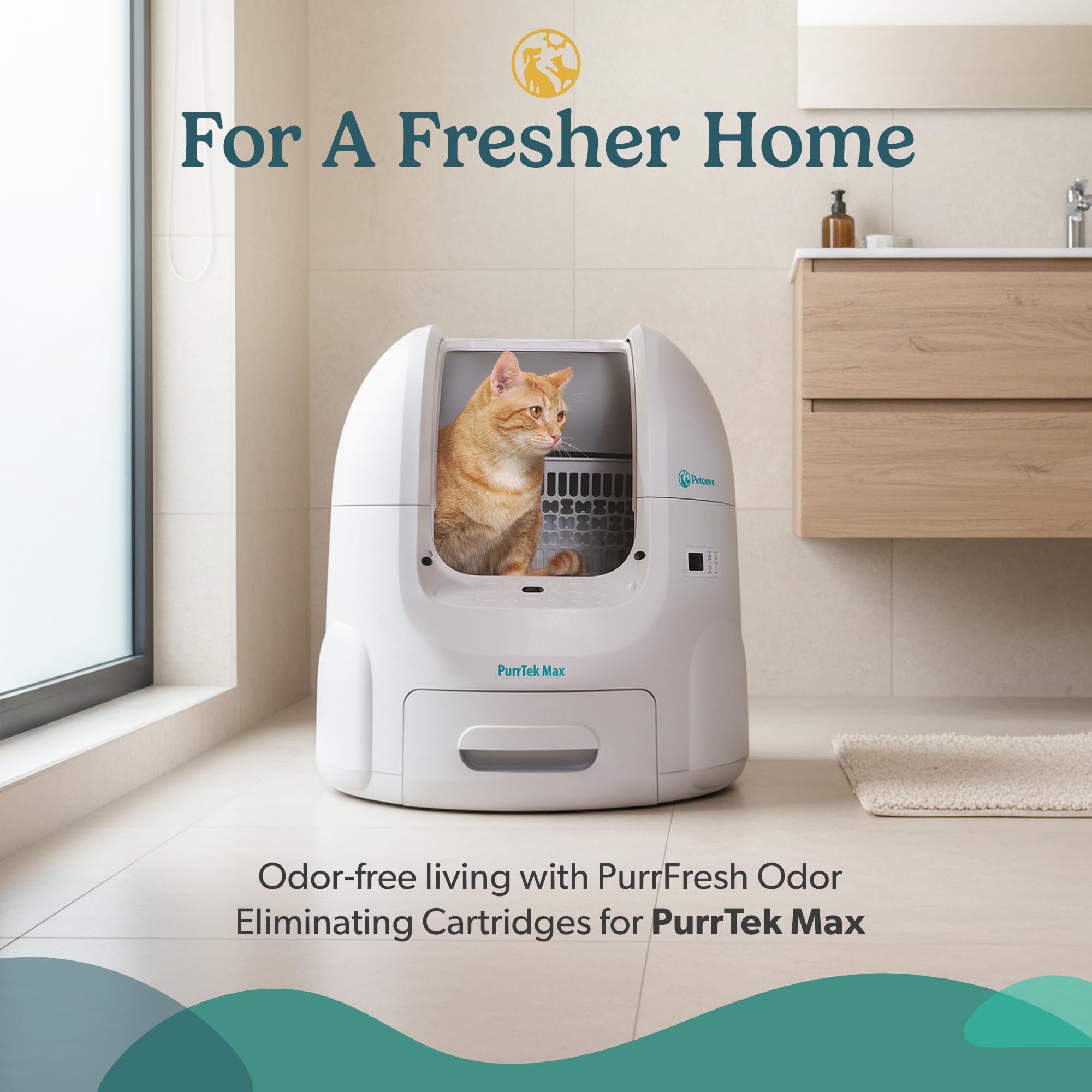 PurrFresh - Desodorizantes de carbón para cajas de arena autolimpiables automáticas, repuestos de control de olores de carbón activado sin perfume, ajuste preciso, fácil instalación para Purrtek Max