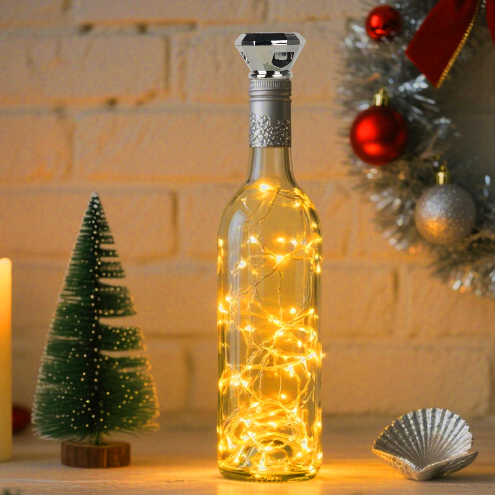8 Stück Solar Flaschen Licht, Solar LED Flaschenlichter, 2M 20LED Flaschenlichterkette Korken, Außen LED Korken Weinflasche Lichtkette für Flasche DIY, Party, Garten, Hochzeit Deko(Warmweiß)