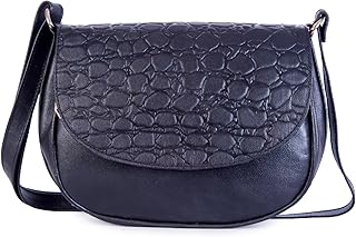 شنطة كروس جلد طبيعى بغطاء مطبوع.