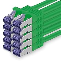 1aTTack.de Cat.7 Cavo di Rete 1m - Verde - 10 Pezzi - Ethernet LAN Cat.7 SFTP PIMF