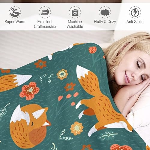 Miniatura 8 de Manta de zorro para niñas, mujeres, manta de zorros para niños y adultos, manta de forro polar suave, cálida y acogedora para sofá, cama, 40 x 50