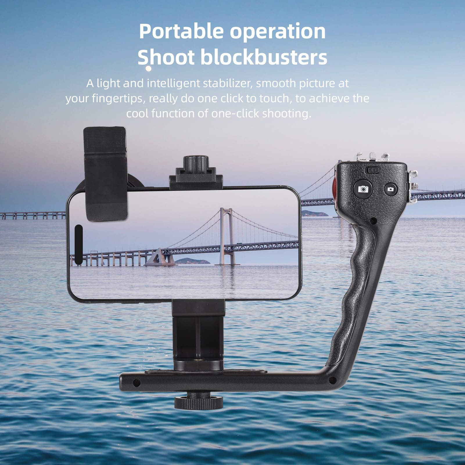 HUIOP Uchwyt na telefon komórkowy uchwyt na telefon komórkowy przenośny stabilizator platformy wideo, w tym obiektyw makro + klips na telefon + uchwyt na telefon z dwoma uchwytami gr