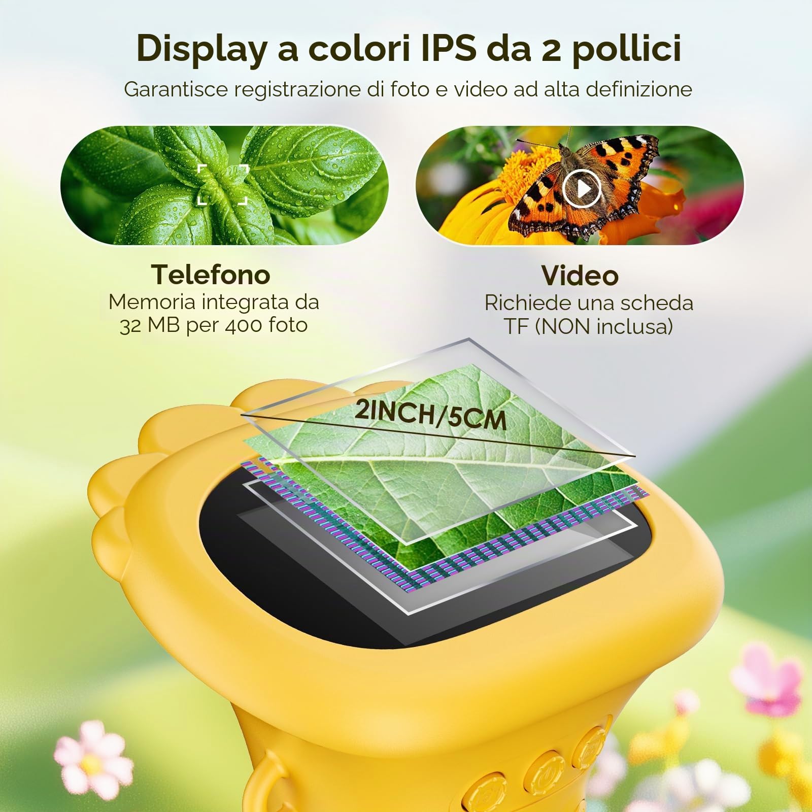 Mini microscopio per bambini, con zoom 1000x, tascabile/portatile, con schermo IPS da 2,0", USB, LED, porta per PC, per esterni, per bambini dai 3 anni in su