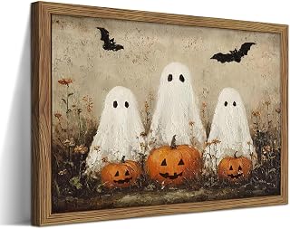 Framed Rustic Halloween Ghost Wall Art