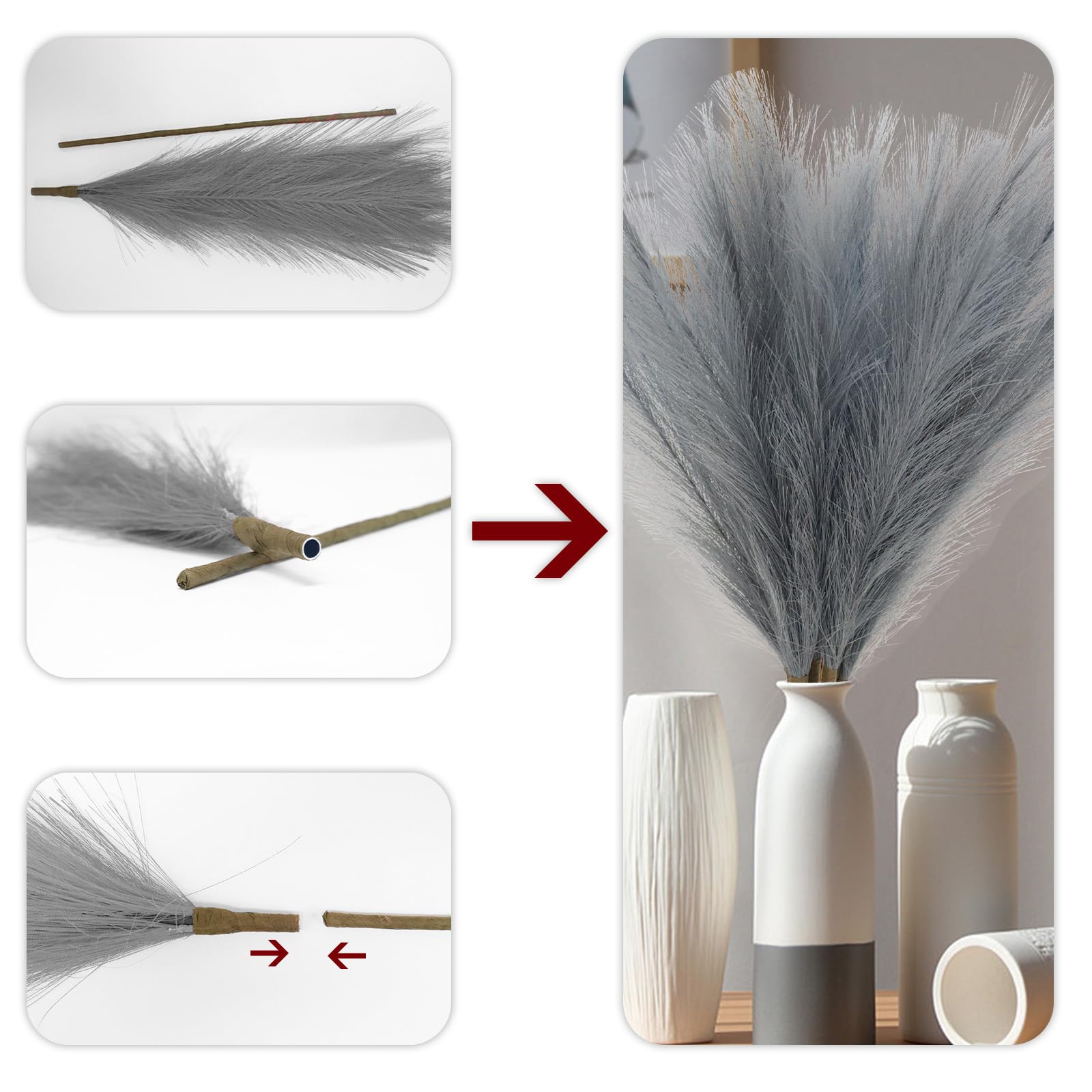 Amazon.co.jp: MAKHOT 5ピース グレー パンパスグラス トール