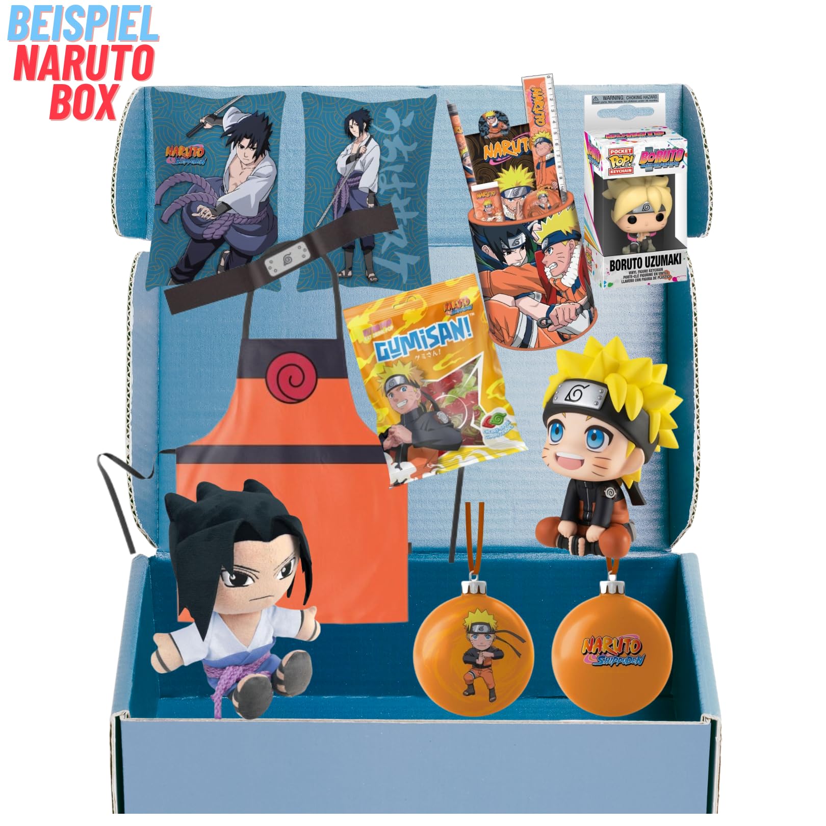[Naruto Box] Ekskluzywne pudełko dla fanów – zestaw upominkowy premium z 8 wysokiej jakości artykułami ze świata Naruto, Naruto Shippuden & Boruto | figurki, kolekcje i przekąski