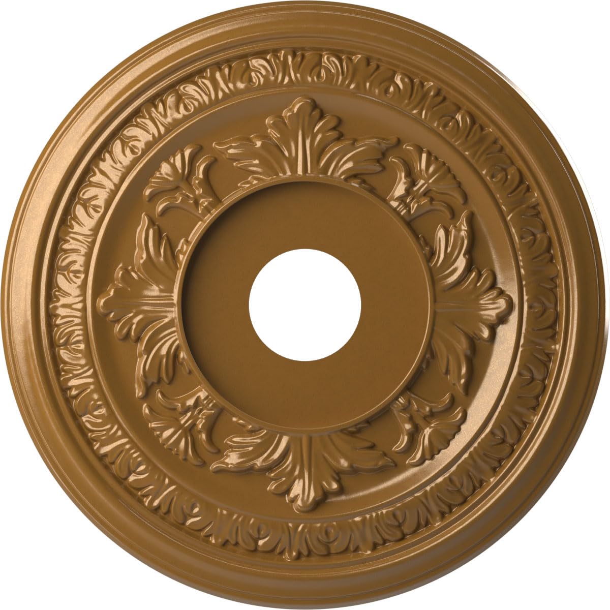 Ekena Millwork CMP19BADVG Baltimore Thermoformed PVC Ceiling Medallion (Fits Canopies up to 7 3/4"), 19"OD x 3 1/2"ID x 1"P, Universal Aged Metallic Vintage Gold