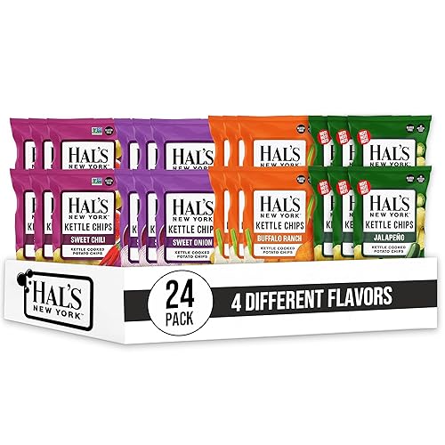 Hal's New York Patatas fritas cocidas, variedad Sweet n' Spicy, 4 sabores, 2 onzas (paquete de 24)
