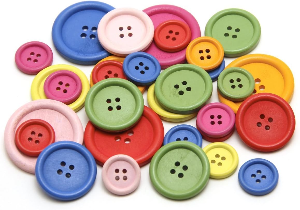 Hygloss Products Wood Buttons - Bright Colored Craft Wooden Buttons With 4 Holes, 40mm, 25 Pack