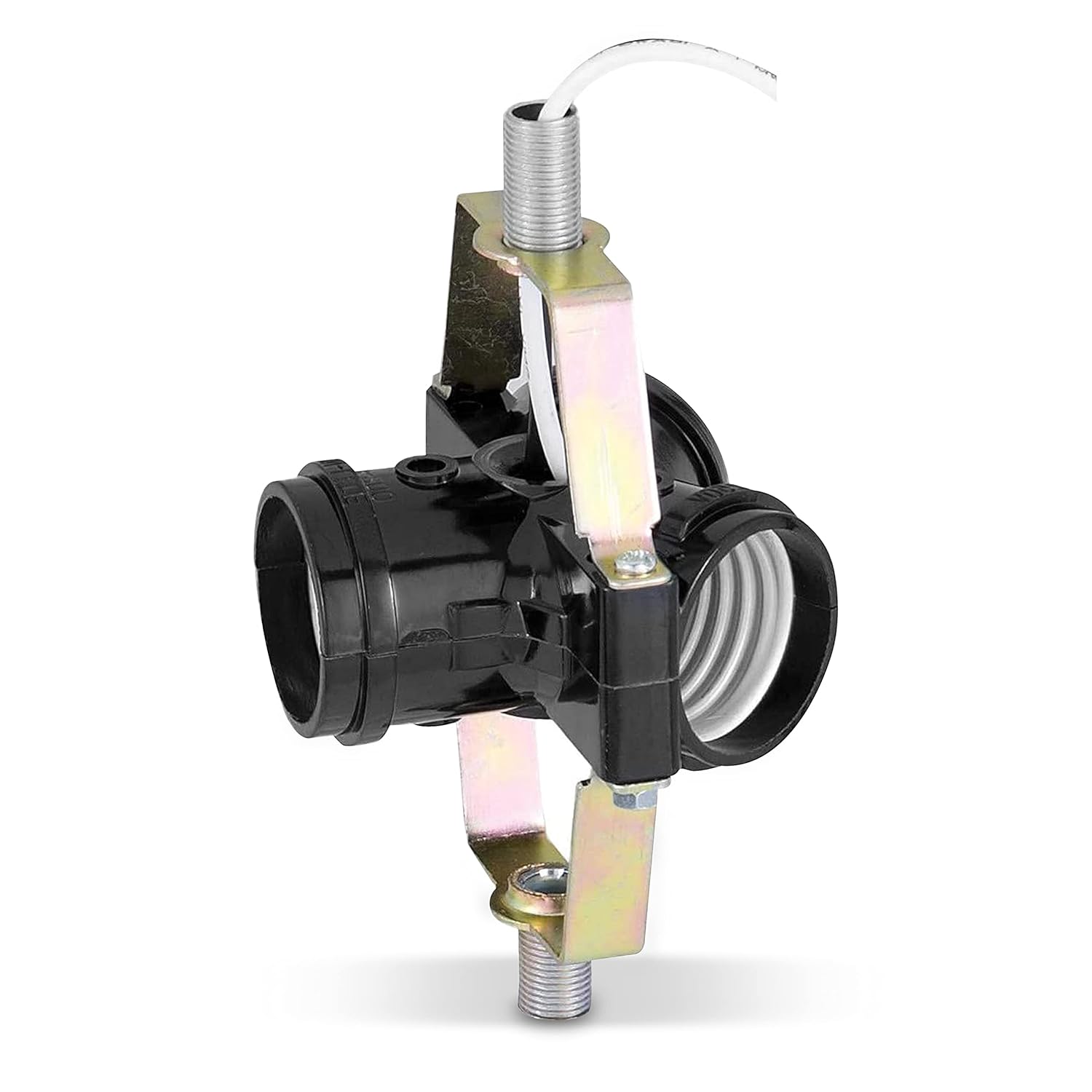 OhLectric 3 Light Cluster Socket - Medium Base - Multiple Incandescent Lamp Holder - Threaded Bottom & Top Bracket - ⅛ IP Male Lamp Holder Bracket - 660 Watt - 250V - UL Listed, Black - OL-44845
