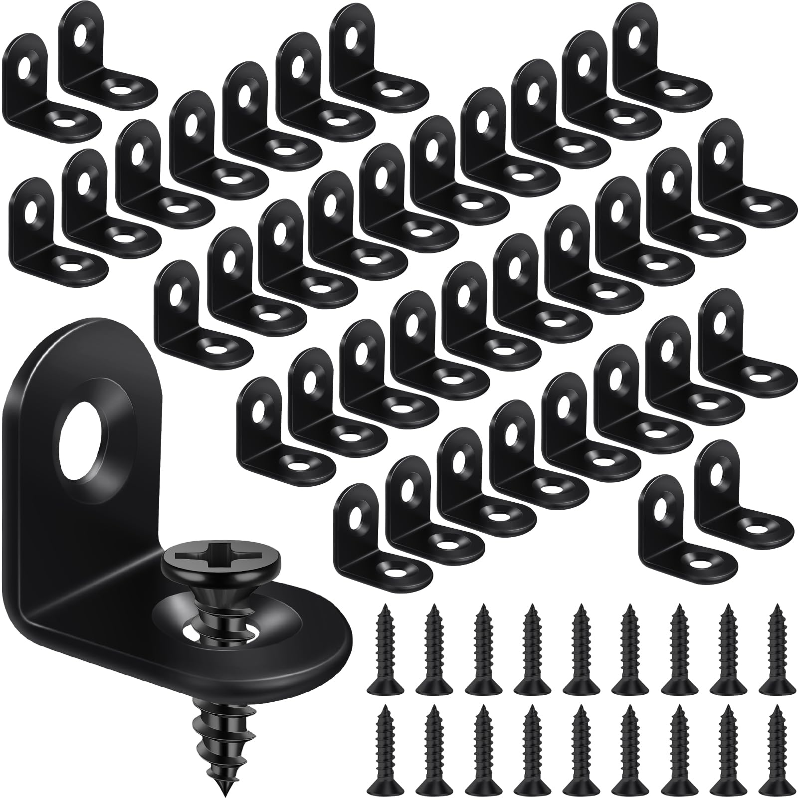 LAIYPHO 40PCS Black L Bracket Corner Brace - shelf brackets and supports | Mubboo