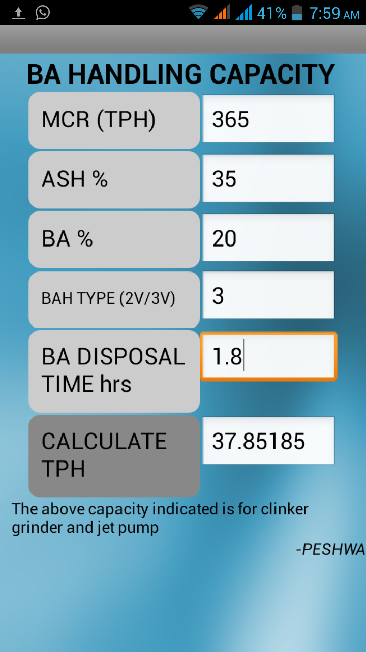 Ash Handling Sytem capacity - App on Amazon Appstore