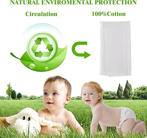 Miniatura 2 de Fasoar - Paquete de 10 forros de pañales de tela preplegados 100  algodón de primera calidad lavables para bebés a niños pequeños multiusos 10 a 35