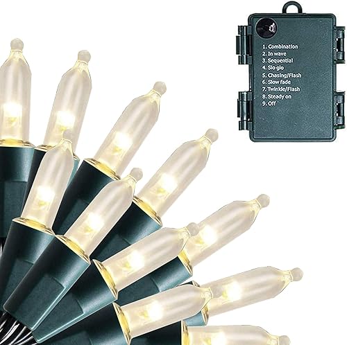 FUNPENY - 50 luces LED de Navidad de 16 pies, tira de luces con 8 modos, luces impermeables para árbol en interiores y exteriores, patio, jardín,