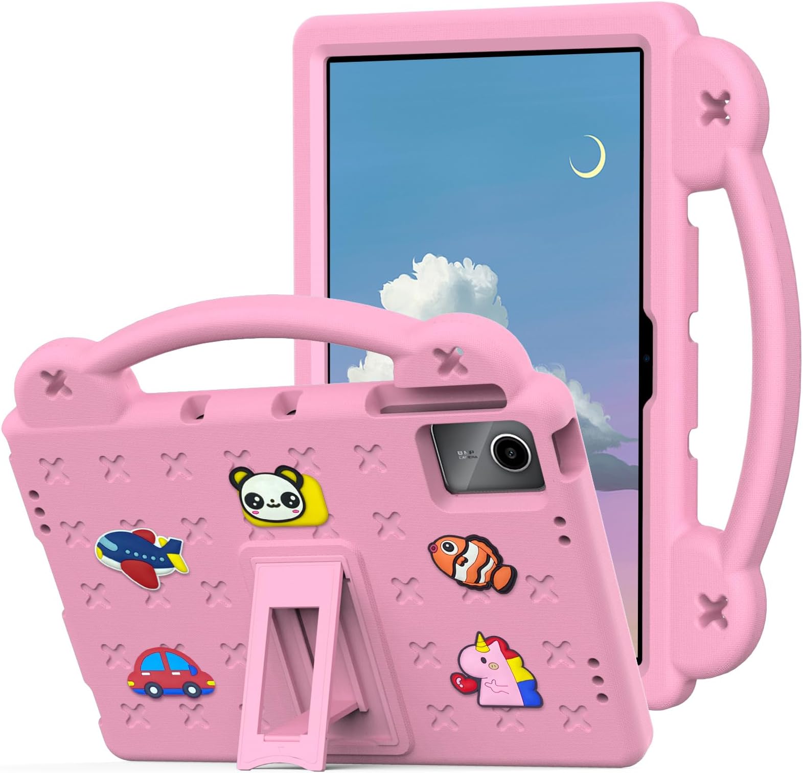 YRH Kids Case for Lenovo Idea Tab 11 (TB336) 2025 / for Lenovo Tab M11 (TB330) 2023, EVA Shockproof Tablet Cover with Figures Dolls Stand Handle, Pink