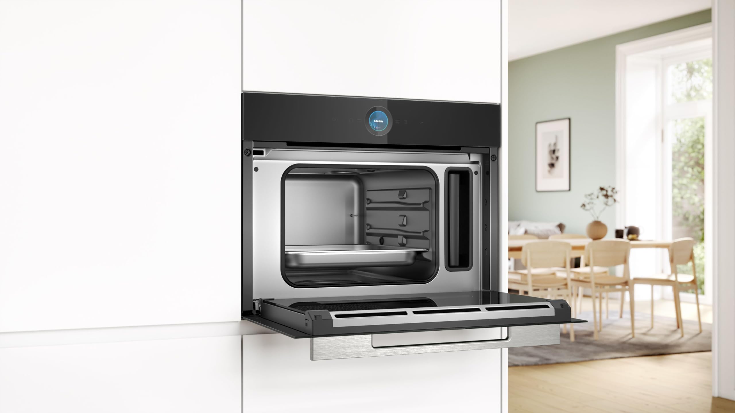 Bosch CDG714XB1,Serie 8 Einbau-Dampfgarer, 60 x 45 cm, 1,3 L Wassertank, Schwarz, Dampfgaren, Regenerieren mit Dampf, Farb-Display, Bosch Assist Automatikprogramme für beste Ergebnisse