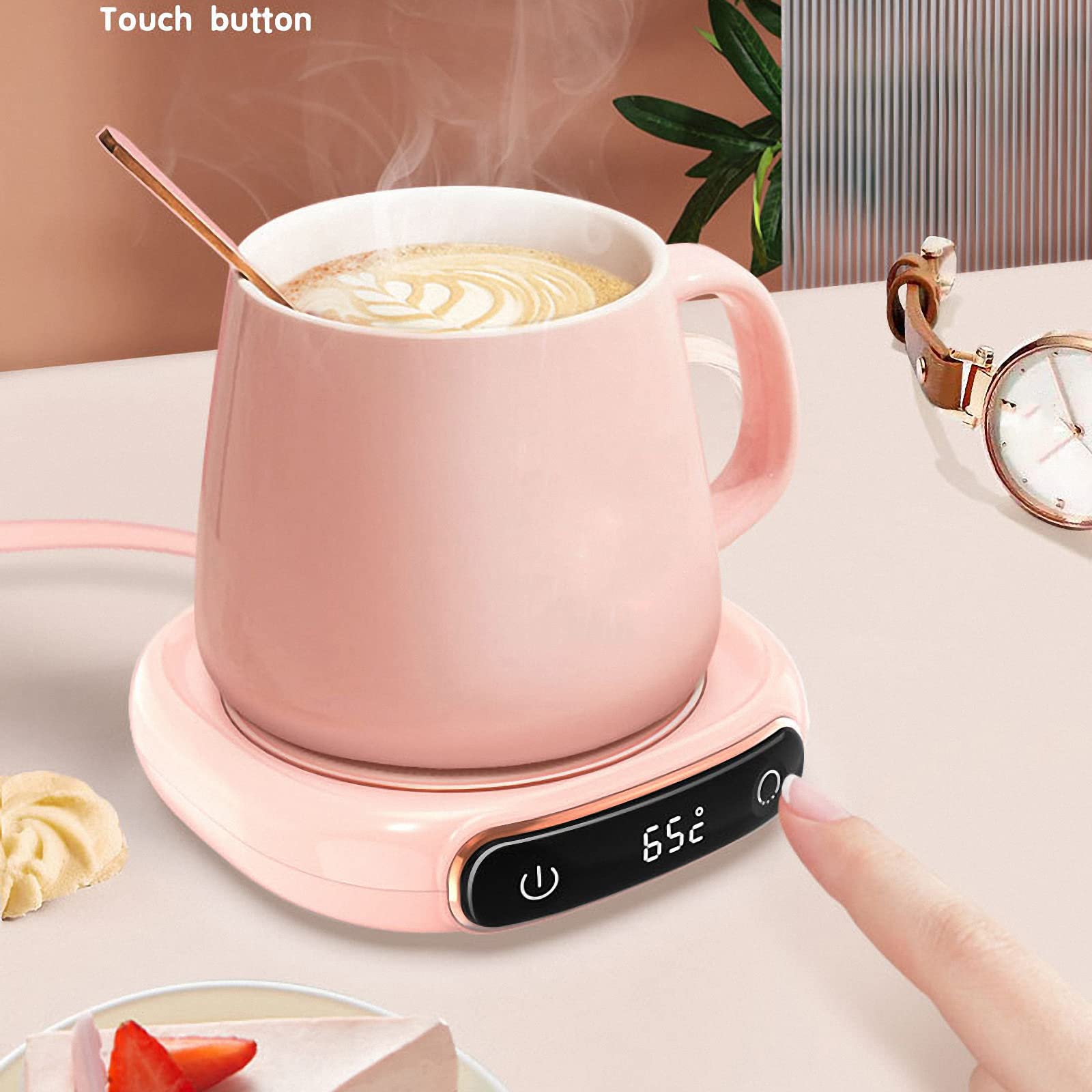 Posavasos de calefacción eléctrica de café Inteligente,Almohadilla térmica de Escritorio de Temperatura de 3 velocidades,Placa calefactora de Temperatura Constante de 55°