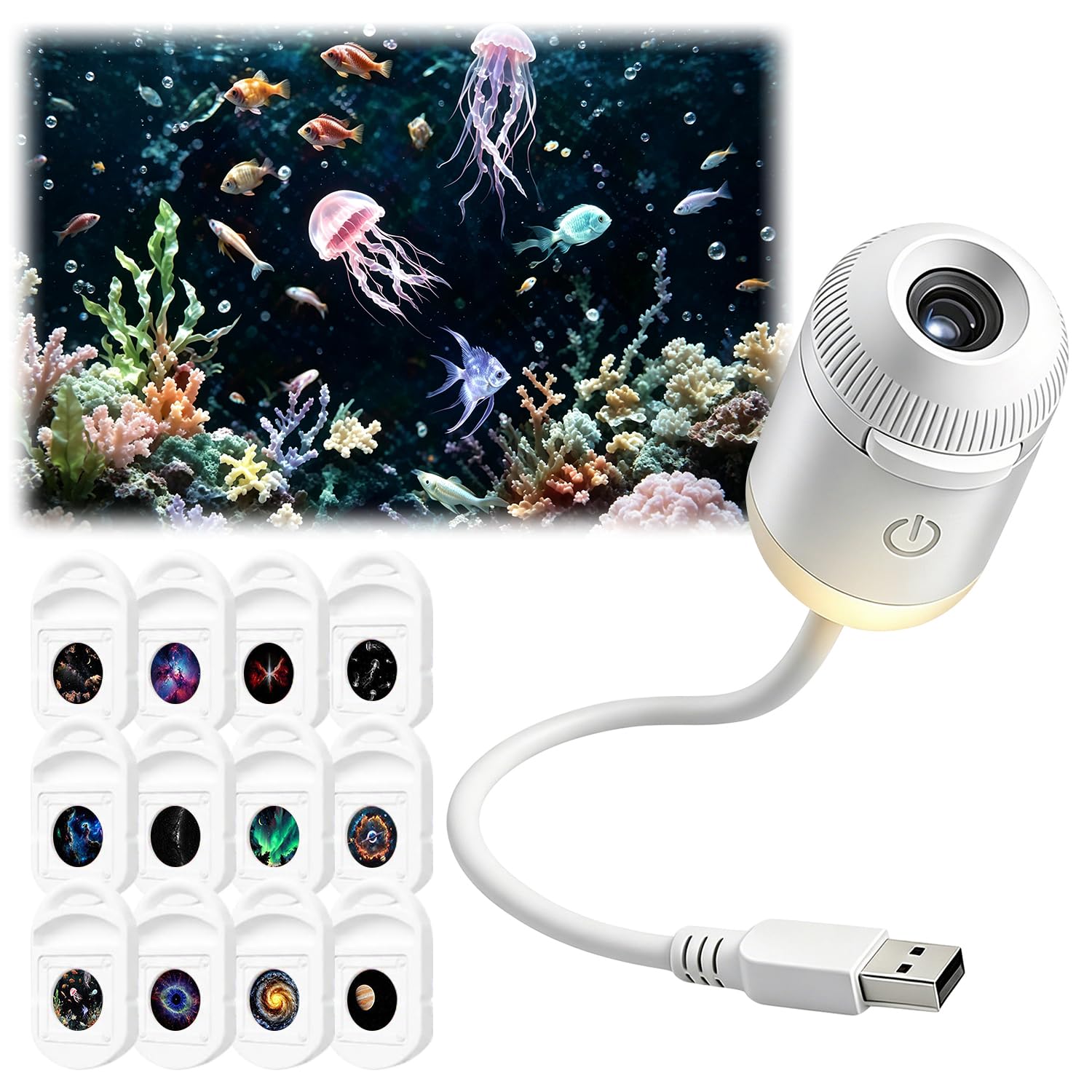 2-in-1 Galaxy Star Projector,HD Smart Holographic Night Light with 12 Films,360° Rotating Plug and Play USB Ceiling Light with Adjustable Brightness,LED Space Galaxy Lamp Bedroom Decor for Adults Kid — image 1
