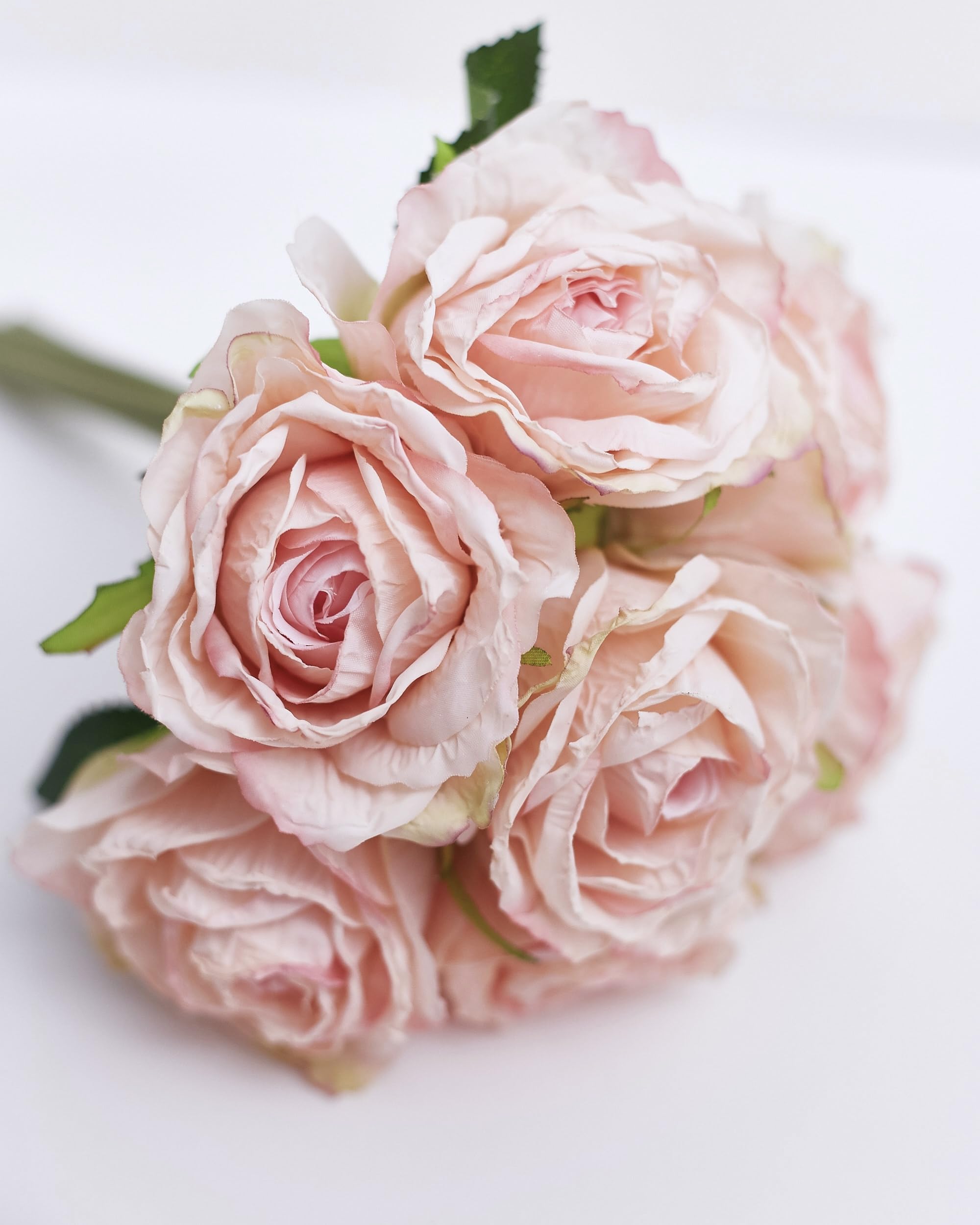 The Baked Studio Dusty Pale Pink – 'Dried Touch 7-Piece Rose Stem Bouquet' Artificial Dried Flowers For Cake Decorating, Home Décor, Vases, Weddings, Bridesmaid Bouquets And Crafts (Dusty Pale Pink)