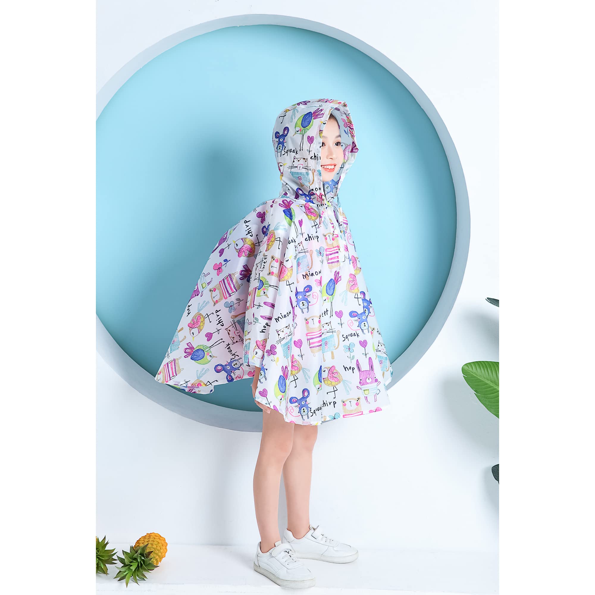 Bambini Impermeabile Giacca da Pioggia Poncho da Pioggia Bambina Incappucciato Riutilizzabile Cappotto di Pioggia Bello come Materiale e ha la Sua Sacca 1-12 anni