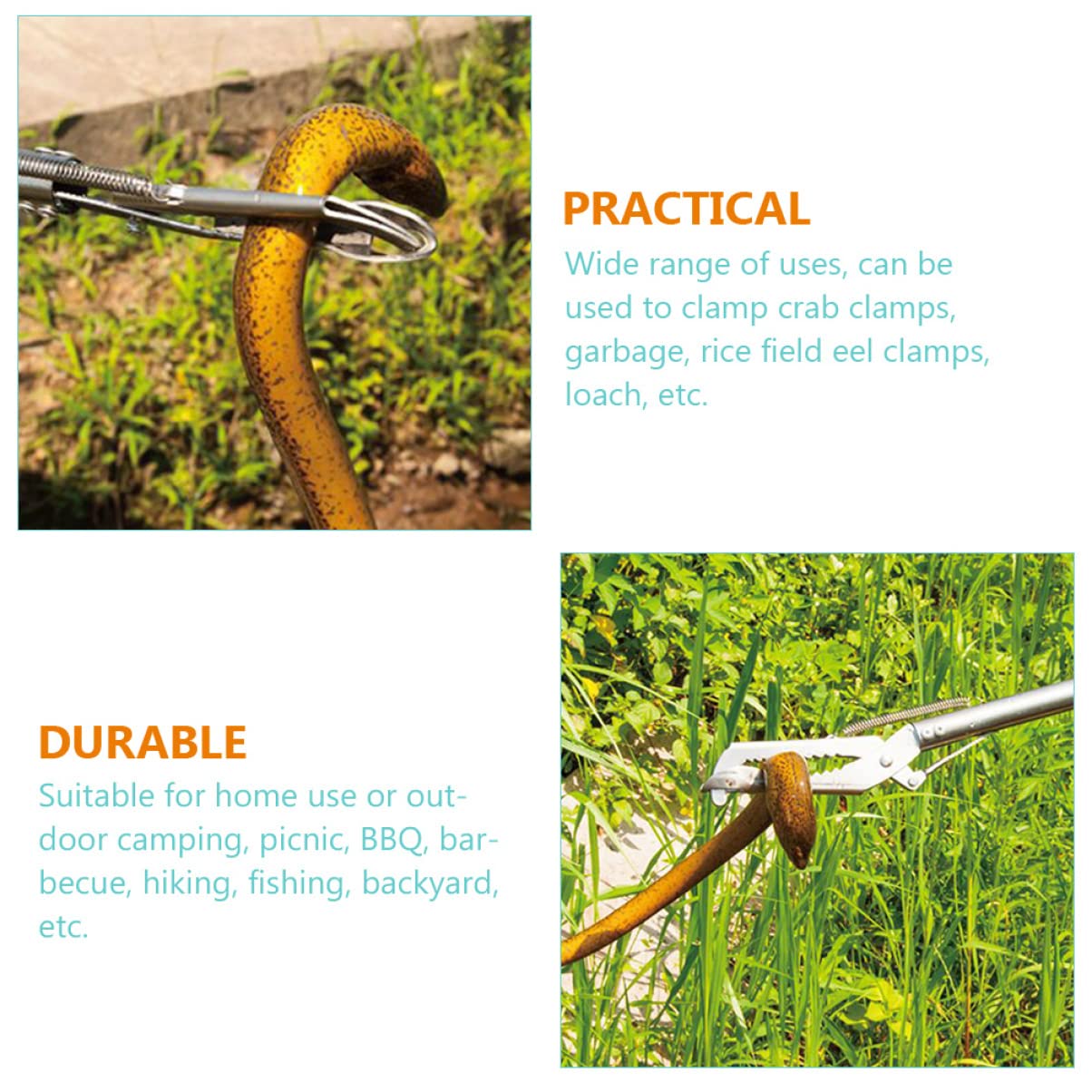 BRIGHTFUFU Thickened Anti-slip Metal Clip for Crab Lobster Fishing Multi-function Eel Tool