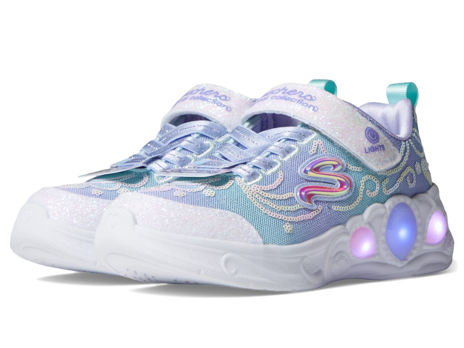 Skechers Kids Girls Princess Wishes Sneaker, Lavender/Multi, 7 Toddler