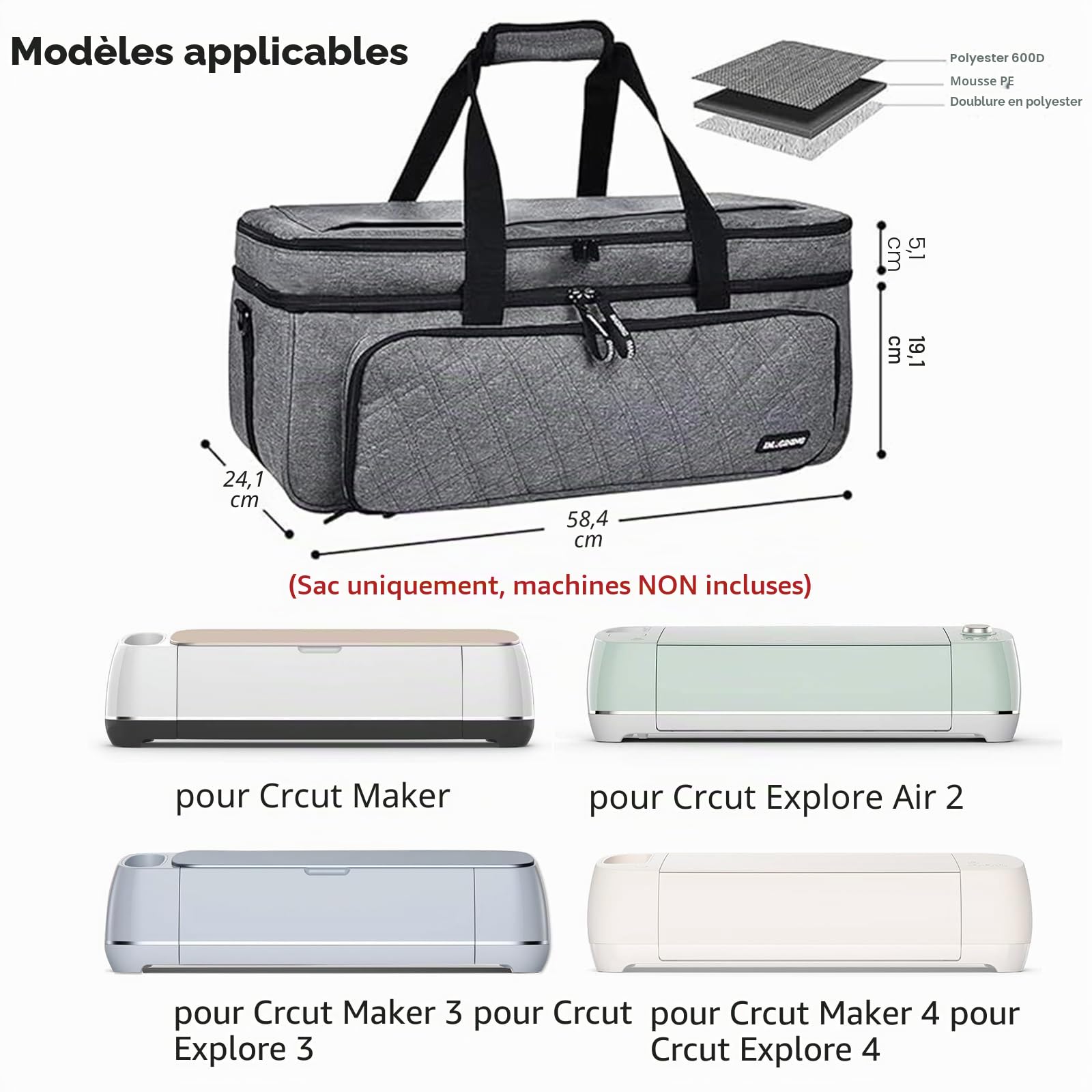 Étui de Transport pour Cricut Maker, Sac Cricut pour Machine Cricut avec Housse Compatible avec Cricut Explore Air, Air 2, Maker, Maker 3, Sacs d'organisation et de Rangement, Accessoires Cricut