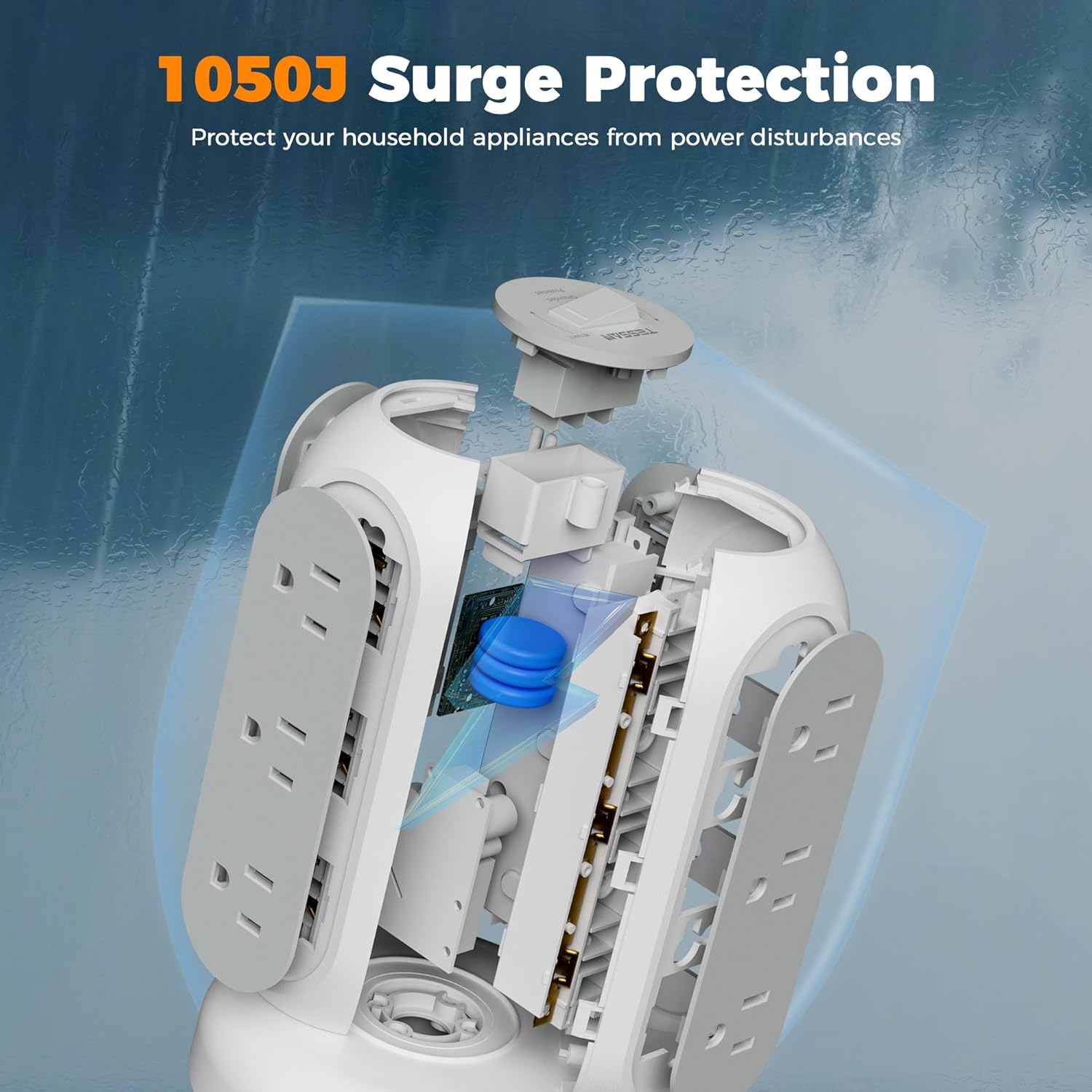 TESSAN Surge Tower: 11 Outlets, USB-C Charging, Retract 7 71lgrA0CcTL. AC SL1500