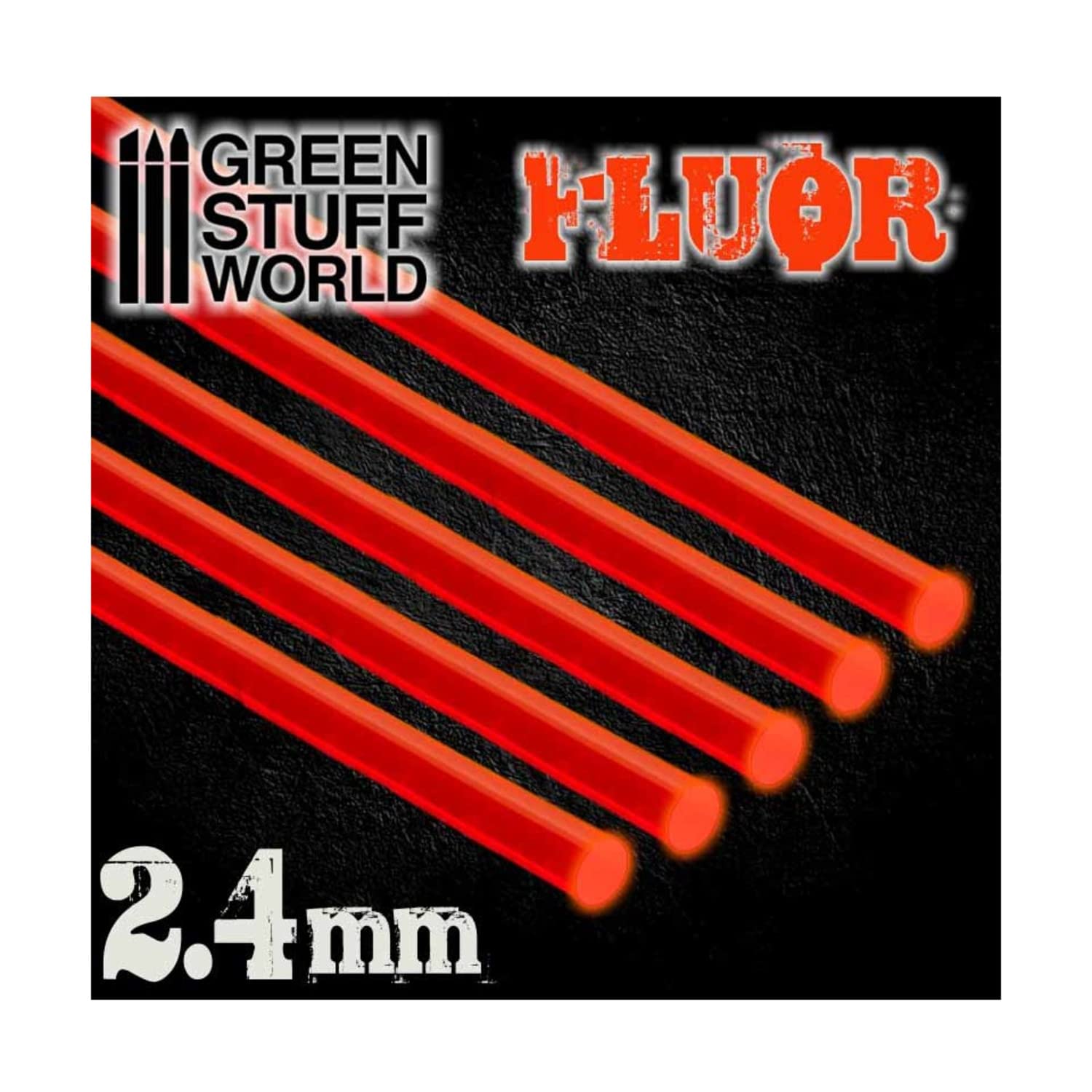 Green Stuff World Acrylic Rods - Fluor Red/Orange, 2.4mm