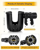 Vista 2 de Universal Cup Holder Stroller Drink Holder for Bikes, Trolleys or Walkers, Fits Most Cups