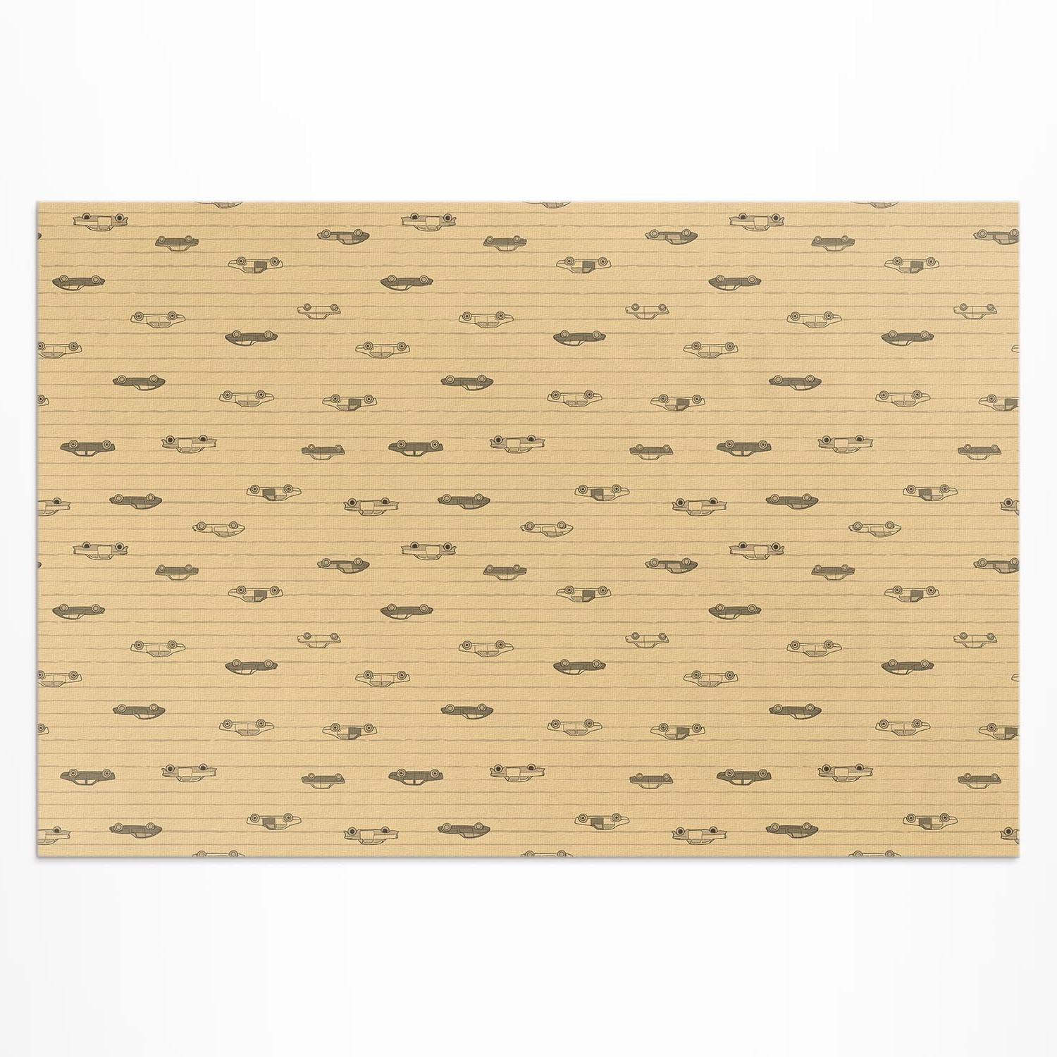Tapis du sol vinyle 150x225 cm style vieilles voitures vintage pour décoration de balcon