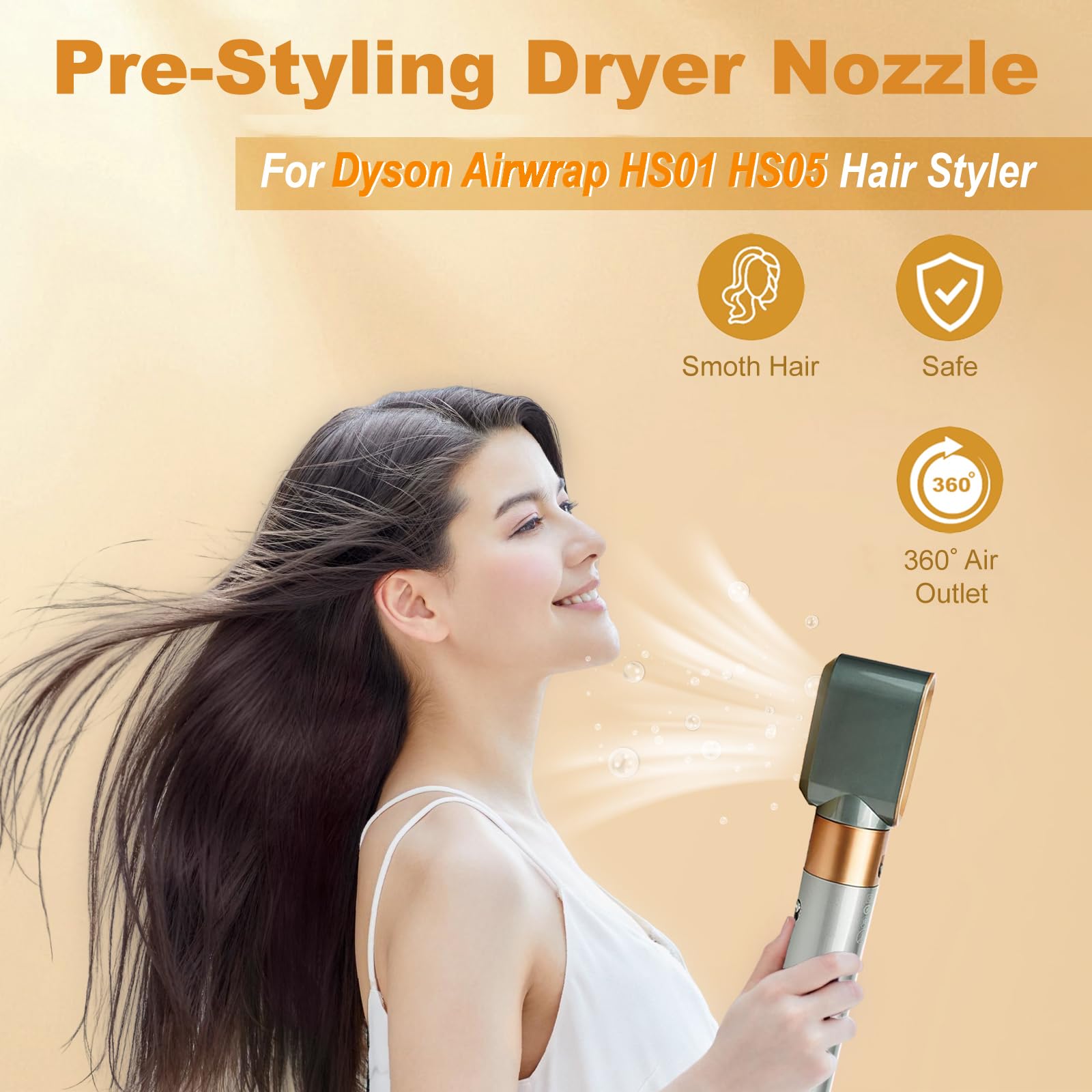 Pre-Styling Dryer Attachment Nozzle Replacement for Dyson Airwrap Styler Accessories,Pre-Styling Dryer Nozzle for Dyson Airwrap HS01 HS05, Pre-Shaped Nozzle Attachment,Accessories Part 969759-01
