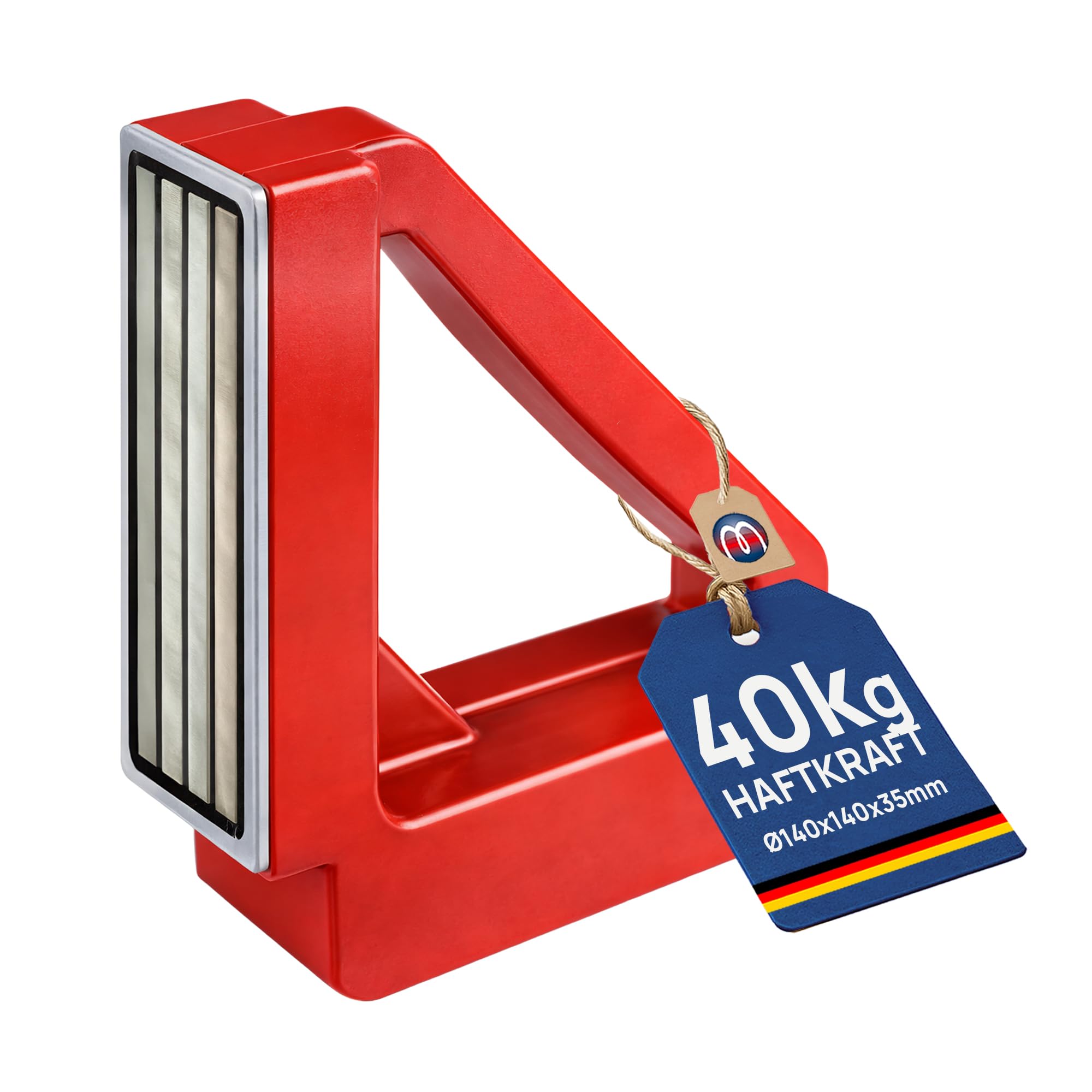 Magnes kątowy 90° stały magnes spawalniczy 140 mm, 225 mm, 300 mm magnes kątowy uchwyt montażowy - utrzymuje 40 kg - 200 kg, wymiary: 140 x 140 x 35 mm