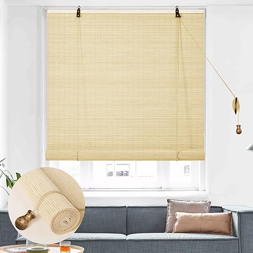Persianas enrollables de bambú de bambú para exteriores e interiores, persianas romanas de bambú, protección de privacidad, persianas de ventana con